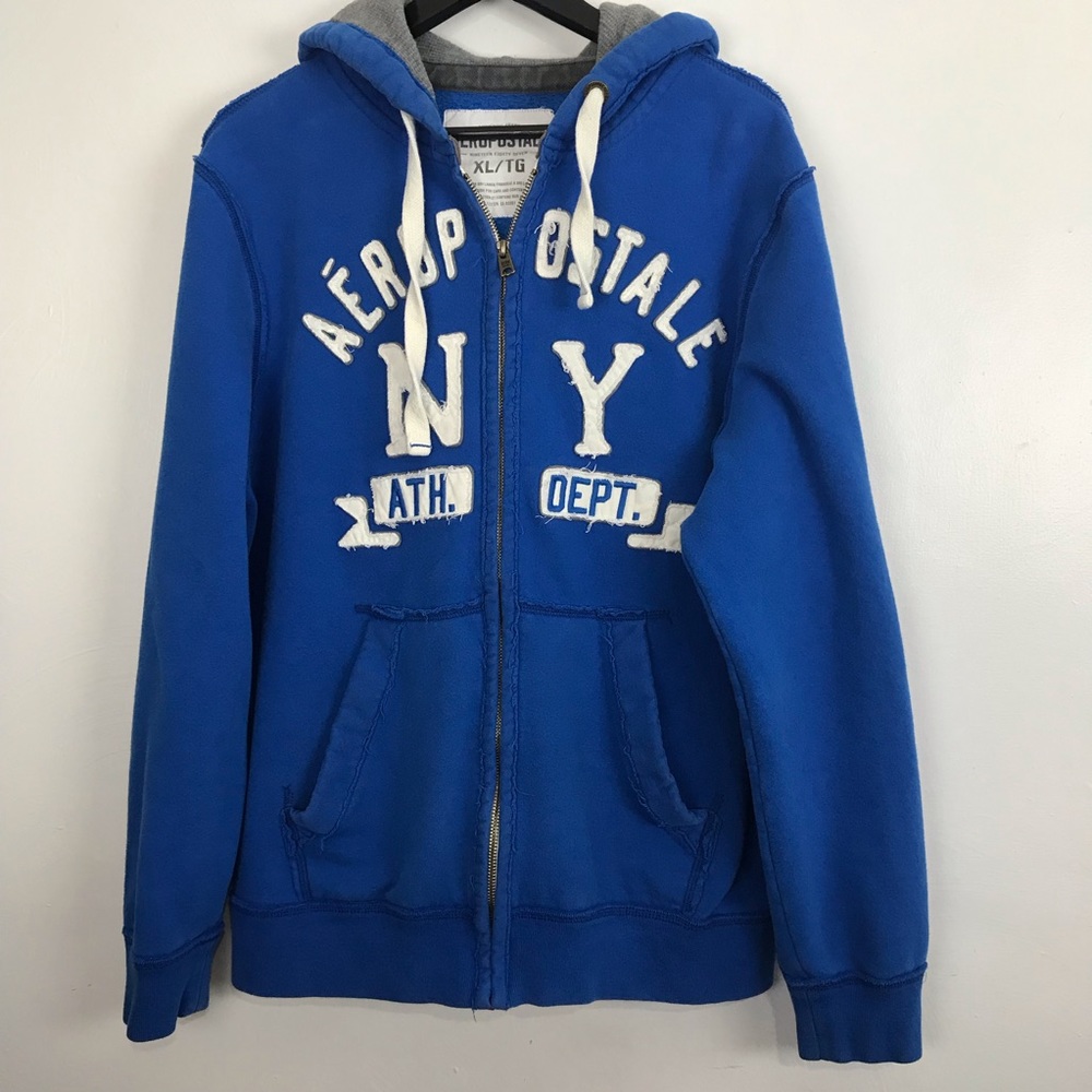 Aeropostale NY Athletic Dept blue logo hoodie